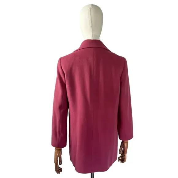 LL Bean Pink Wool Pea Coat Nautical Anchor Buttons Preppy Jacket Size 6 - Picture 4 of 16